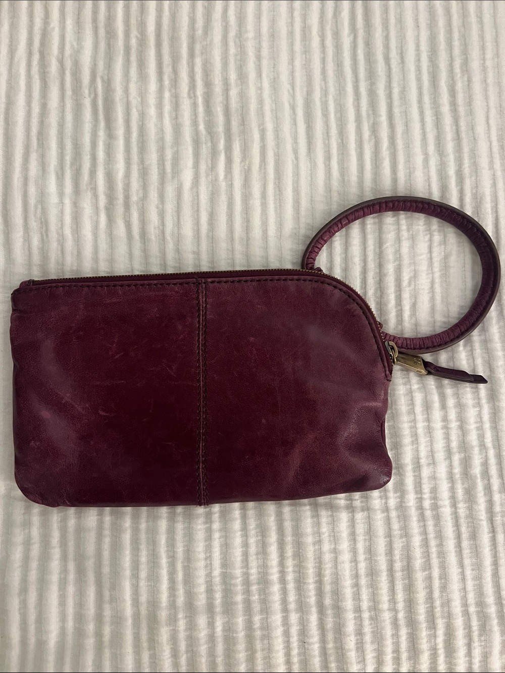 Women’s Leather HOBO Wristlet Clutch in Deep Purple